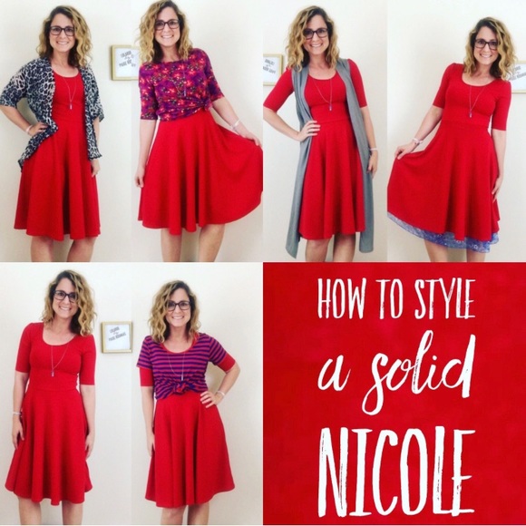 Lularoe Nicole Dress BRAND NEW Size Medium M Red Black - Picture 8 of 8